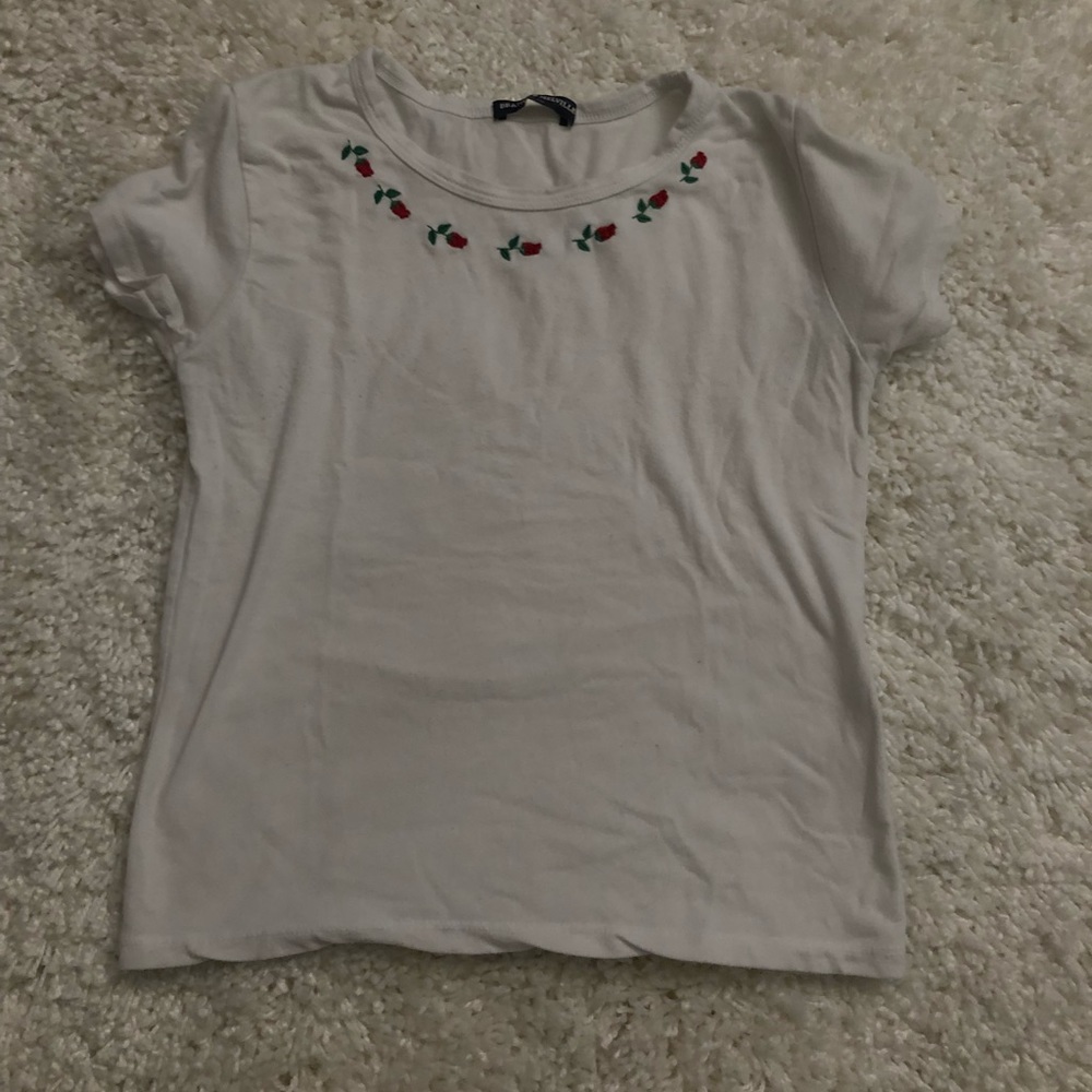 Brandy Melville White Rose Top